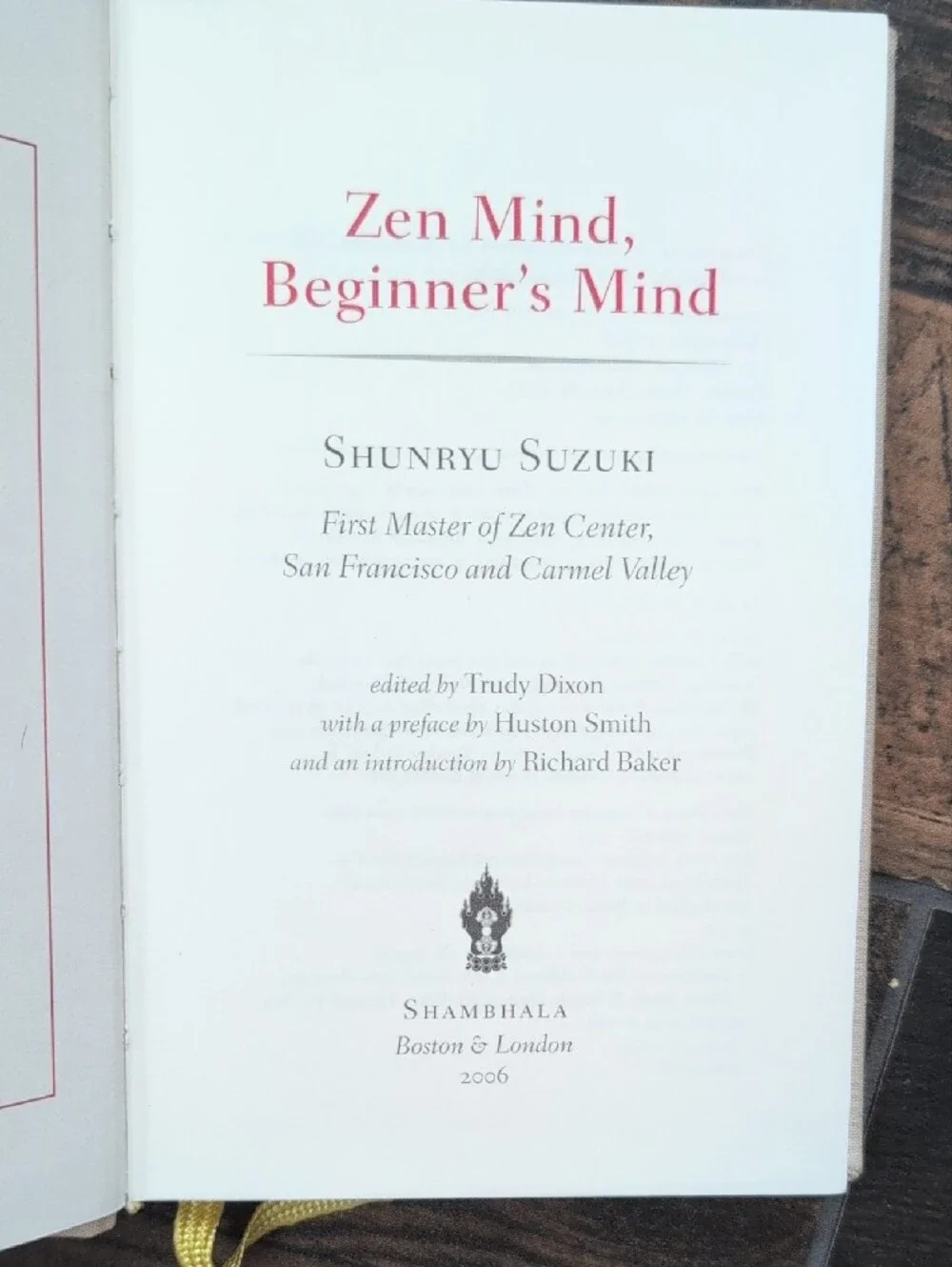 2006 Shambhala Library Zen Mind Beginner's Mind Hardcover Suzuki Cream & Gold